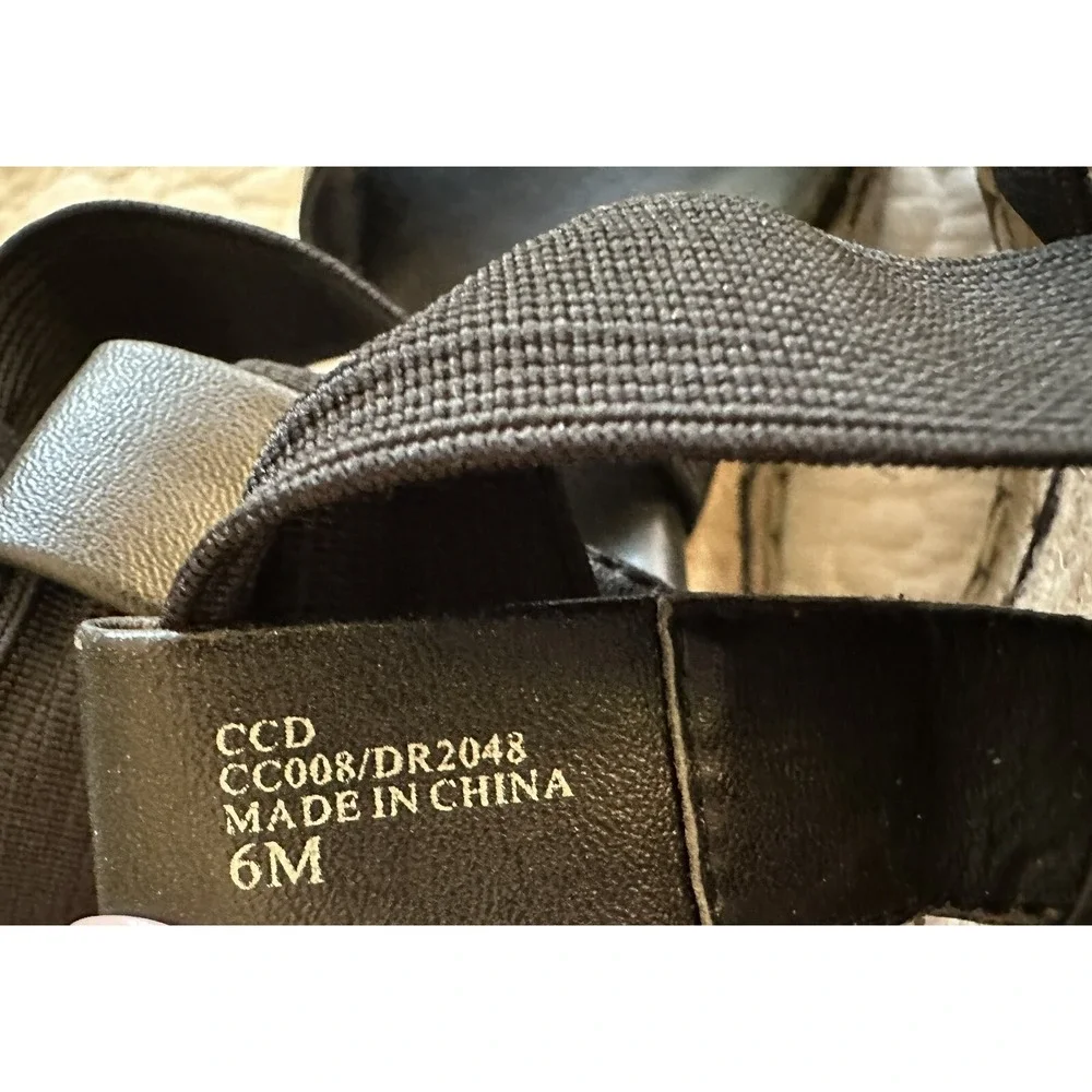 Charles by‎ Charles David Black Espadrille Wedge Sandals CC008 Elastic Straps 6M